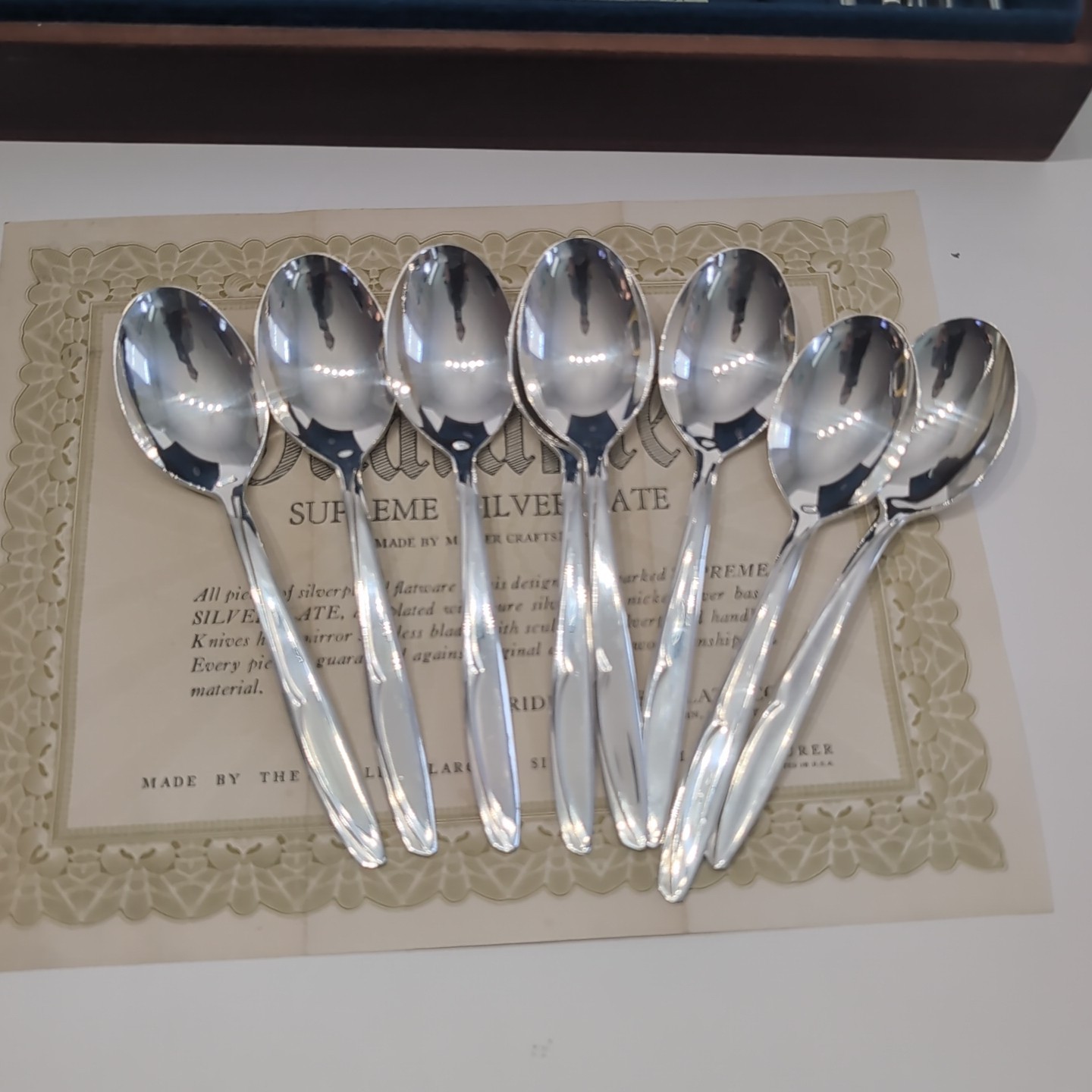 Supreme Silver Plate Flatware Concept 1957 Pattern 64 pcs Nakens Chest A+ Cond
