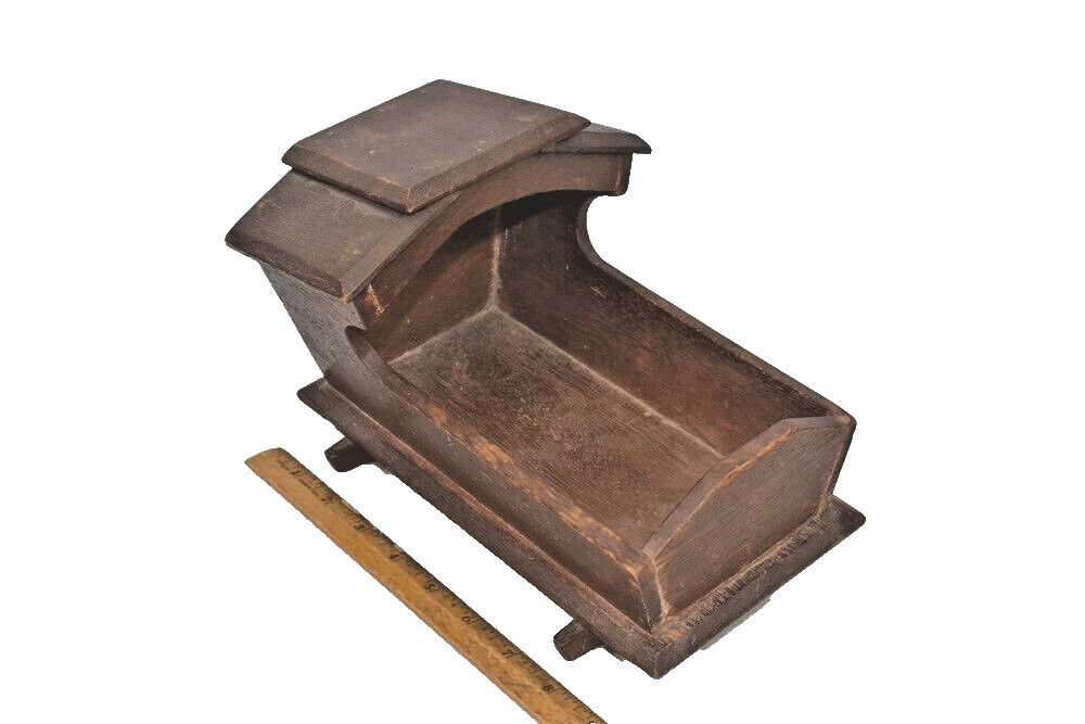 old bonnet cradle doll bed small 9 in. hand made natural pine antique replica