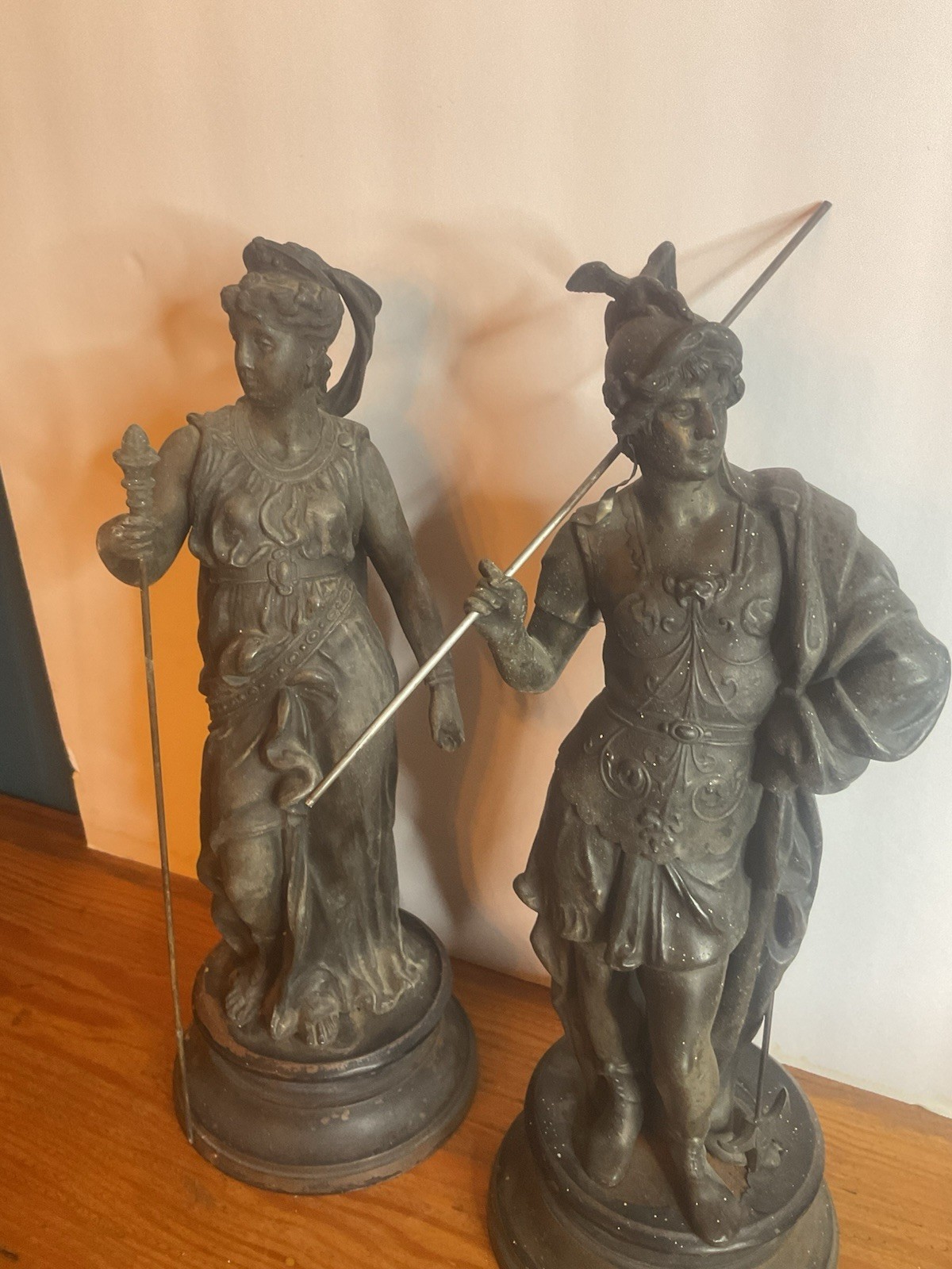 PAIR Renaissance Dressed Victorian FIGURES / CLOCK STATUES
