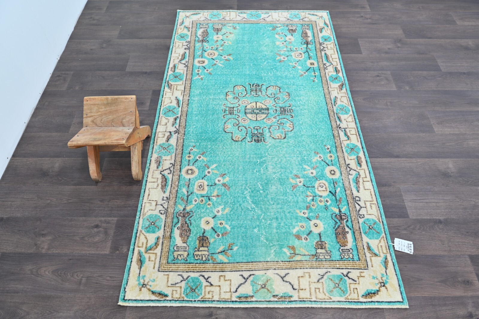 Oushak Turkish Vintage Rug 4×7 Kilim Rug Anatolian Handmade Boho Decor BLUE