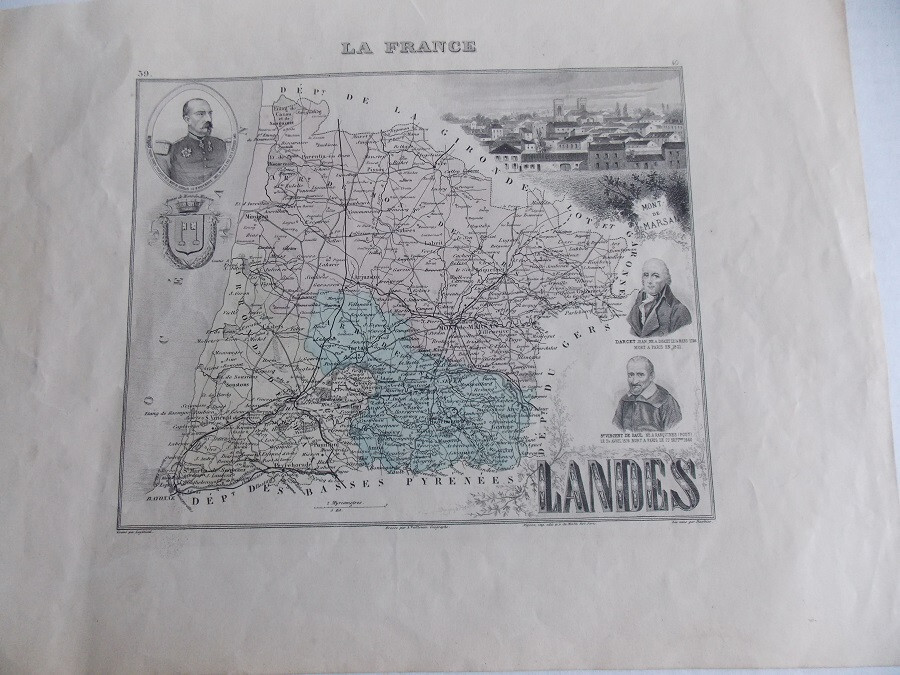 Antique Original La France map 13 7/8″ x 10 3/8″