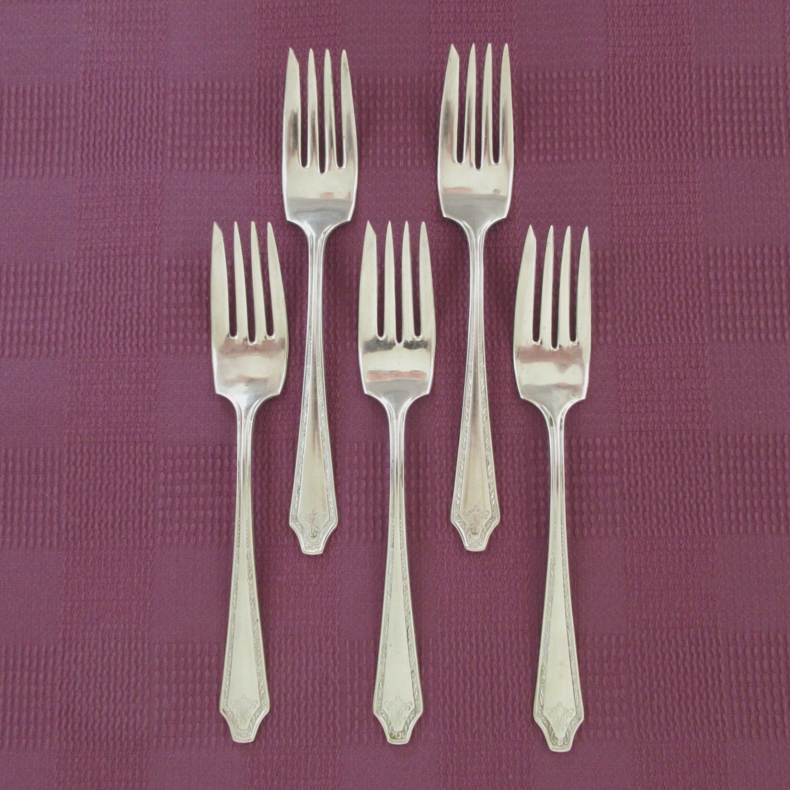 Wm A Rogers Alden set of 5 salad forks silverplate flatware silverware