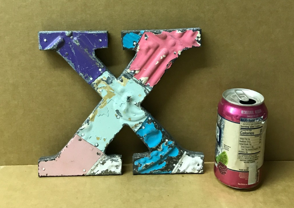 Decorative Salvaged Tin Ceiling 8″ Patchwork Mix Color Letter X Metal 164-26B