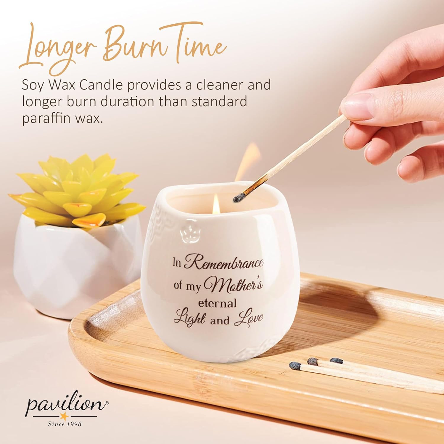 Pavilion Light Your Way Memorial Ceramic Vessel – 100% Soy Wax Candle with “In