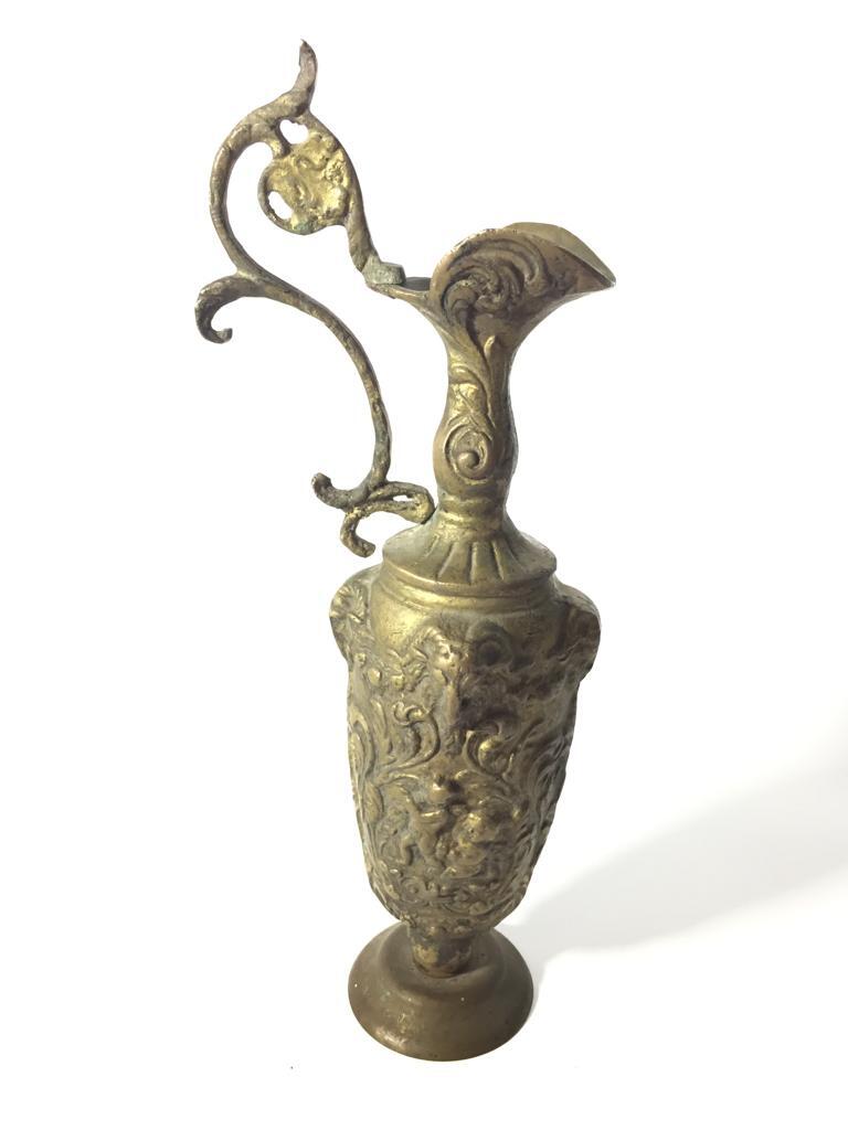 Antique 1920-1950 Luxurious Copper Jug Decorated Hand Carving Rare Middle East