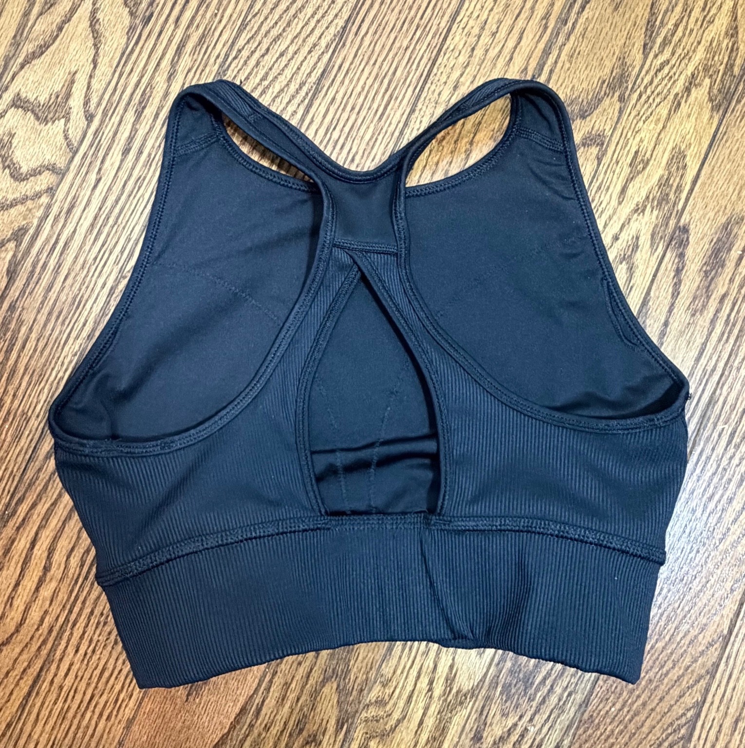 Adidas Primegreen Black Ribbed Racerback Sports Bra Women’s Medium Athletic Work