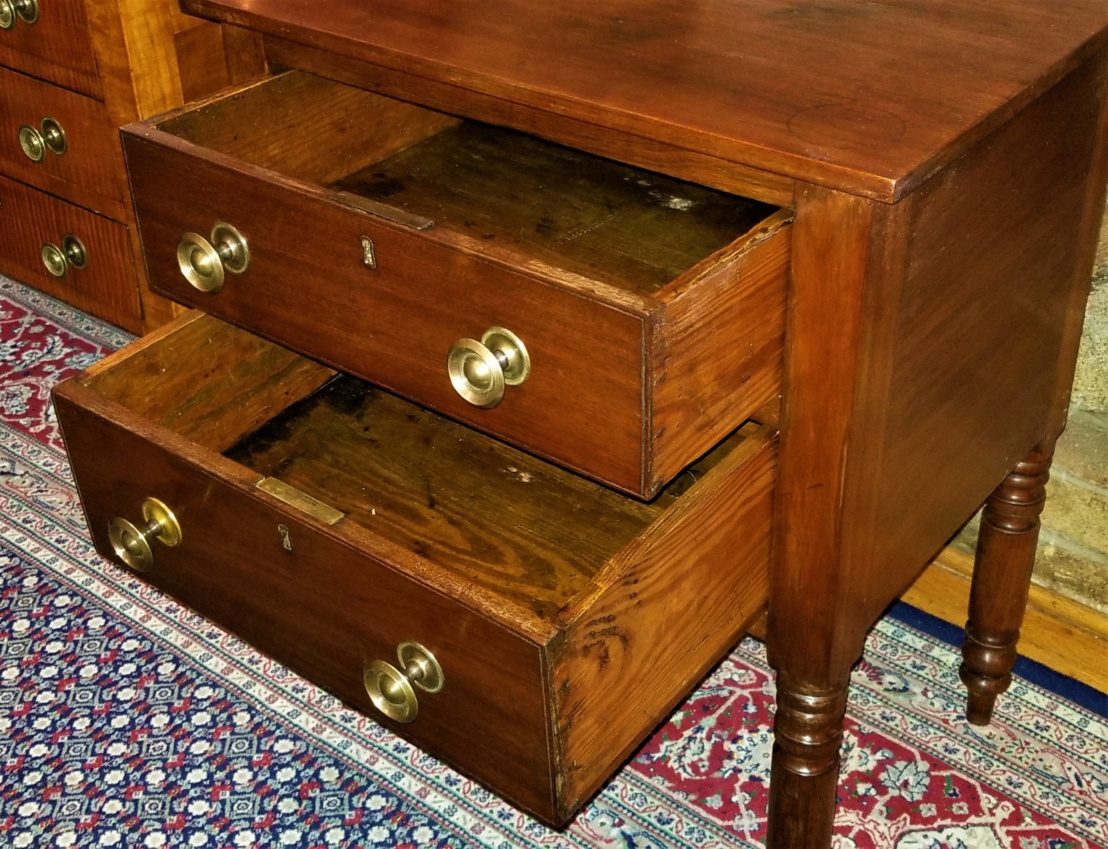 Work Stand, 2 Drawer, Nightstand, Mobile, Alabama, Walnut, Yellow Pine, 1840