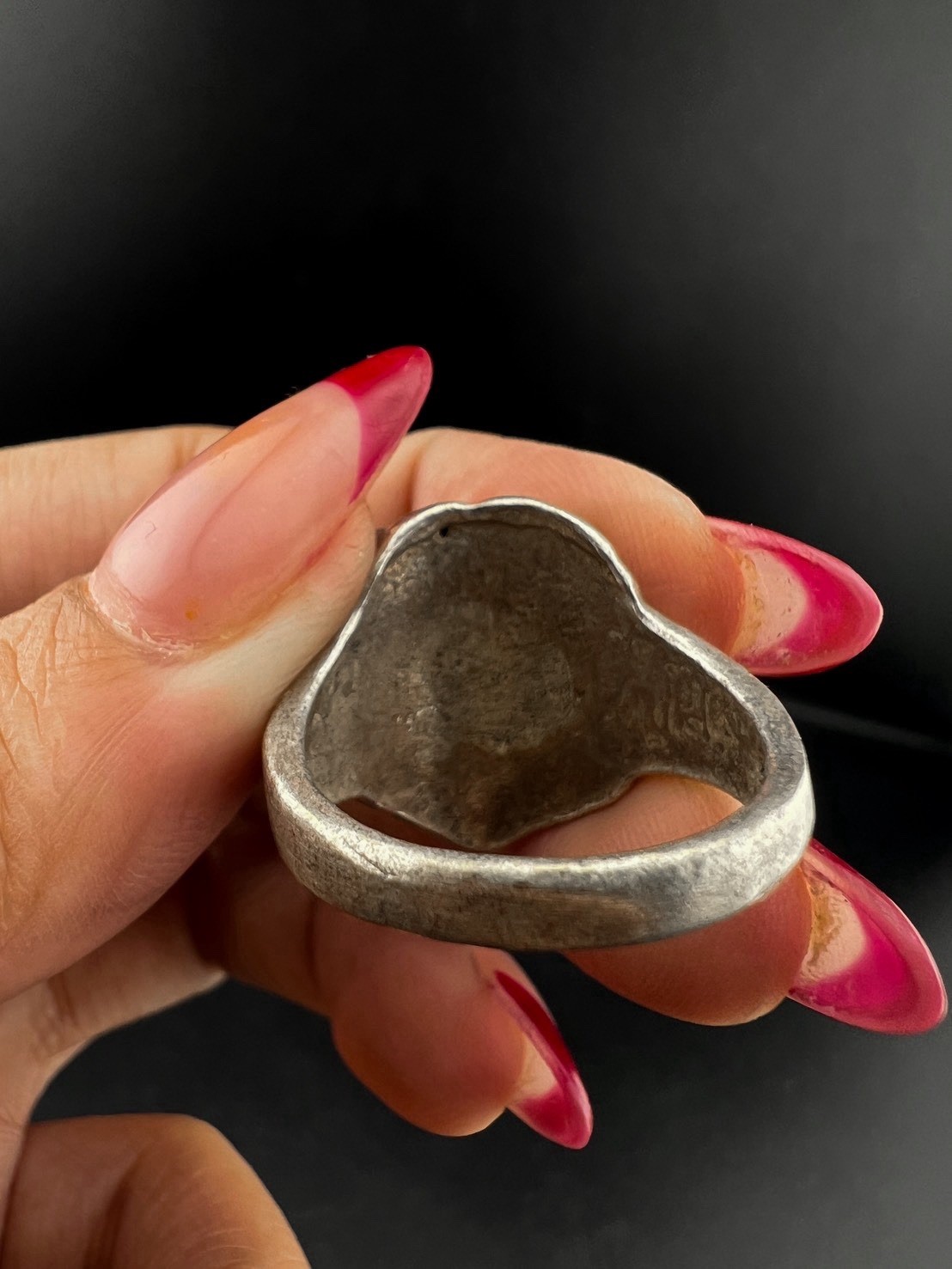 Rare Vintage Solid Silver Lion 2 Frog Head Ring