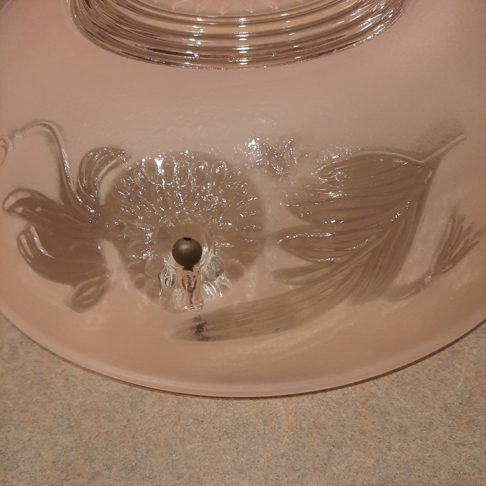 Vintage Pink Glass Daisy Ceiling Light Shade Globe 3 Chain Light Lamp