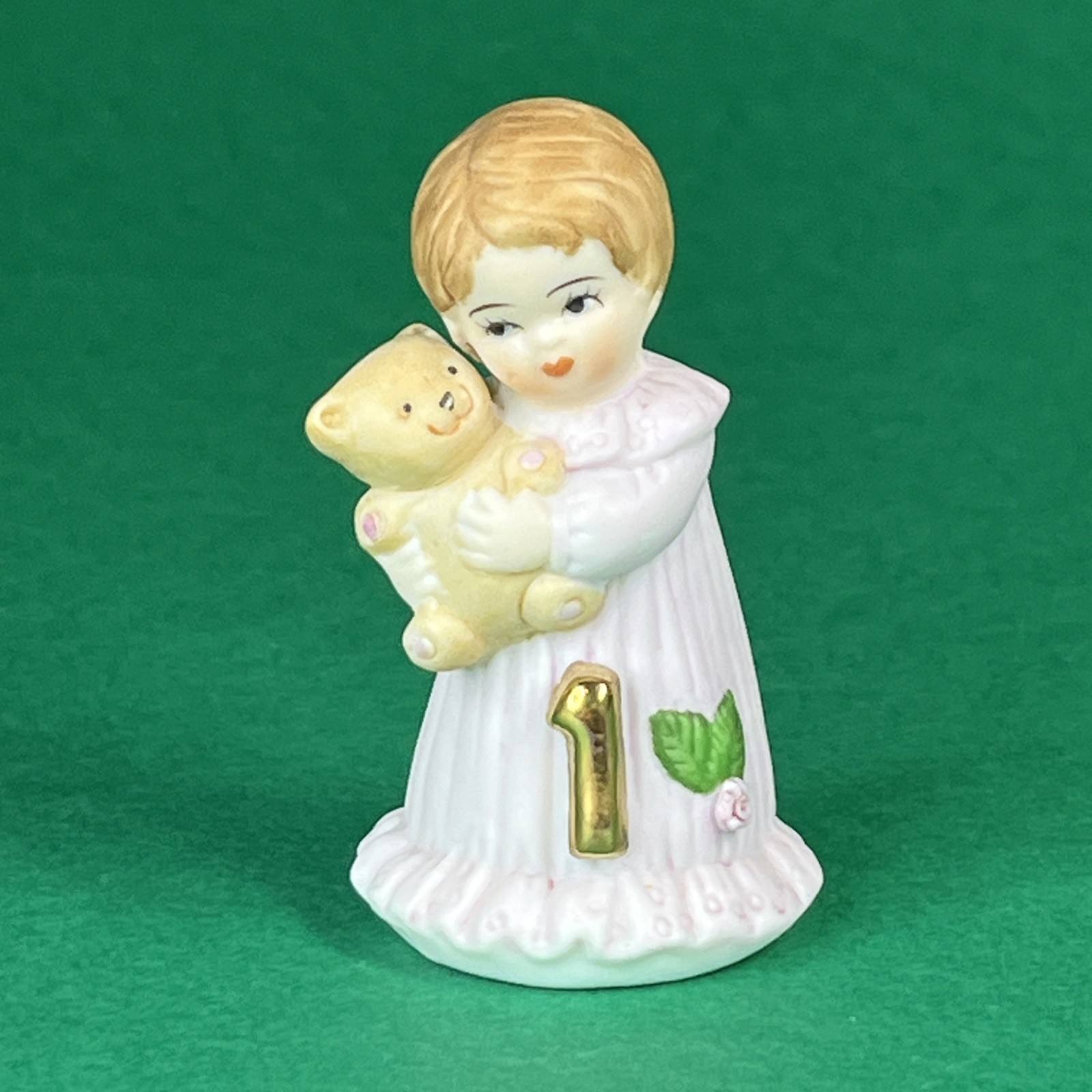 1 Year Old Figurine Brunette Growing Up Birthday Girls 1982 by Enesco