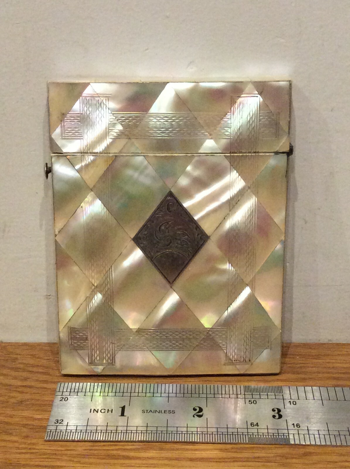 Victorian Mother of Pearl and Silver Card Case Available Worldwide