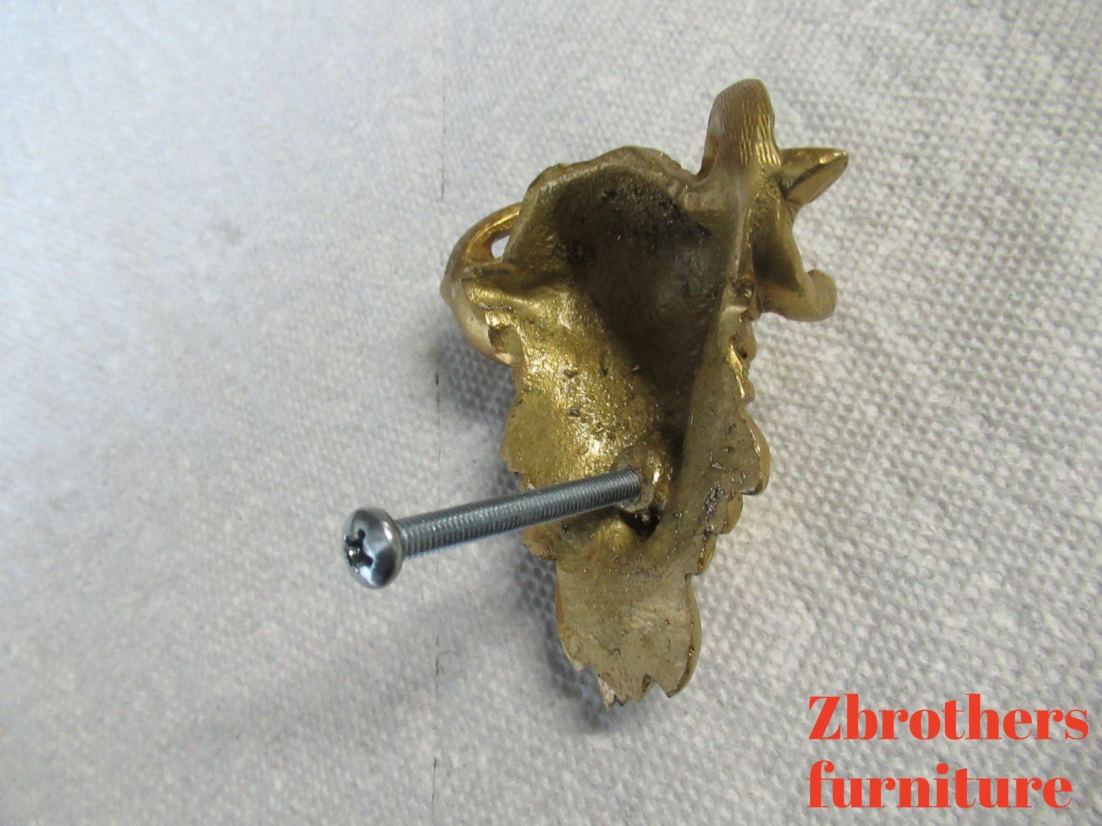 Vintage Brass Ormolu Rams Head Goat Hardware Pull Knob Handle dresser chest