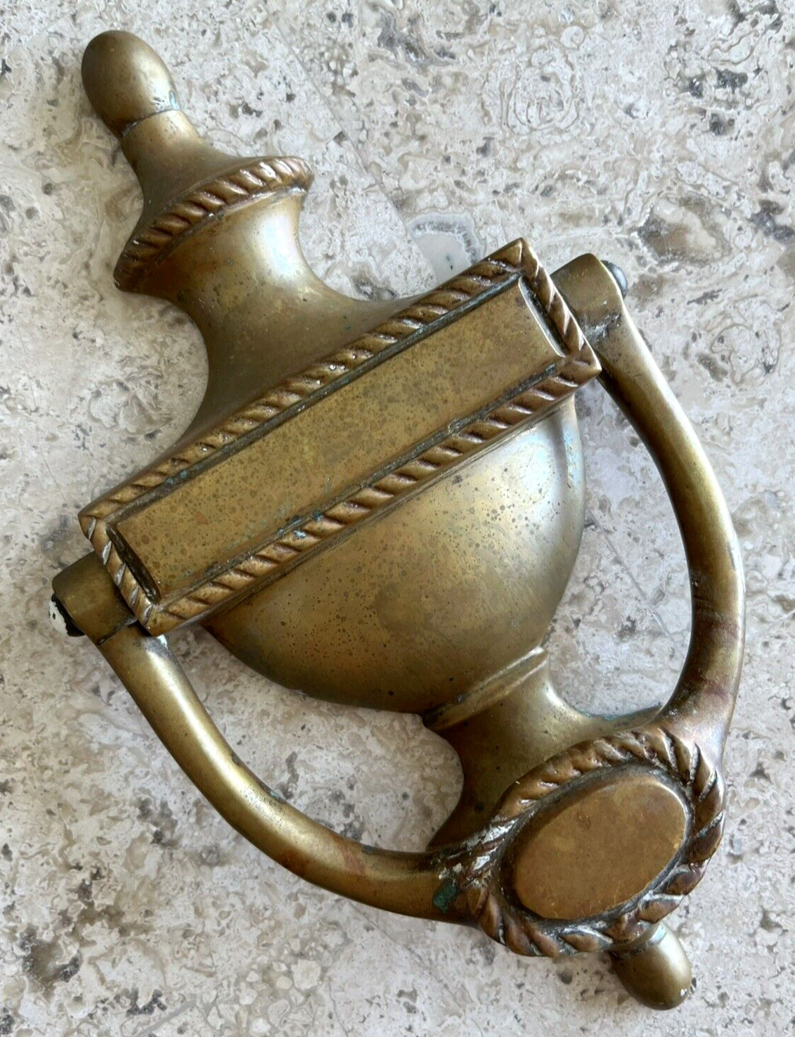 7 3/4″ ANTIQUE c.1896 VICTORIAN GEORGIAN URN TORCHIERE BRAIDED TRIM DOORKNOCKER