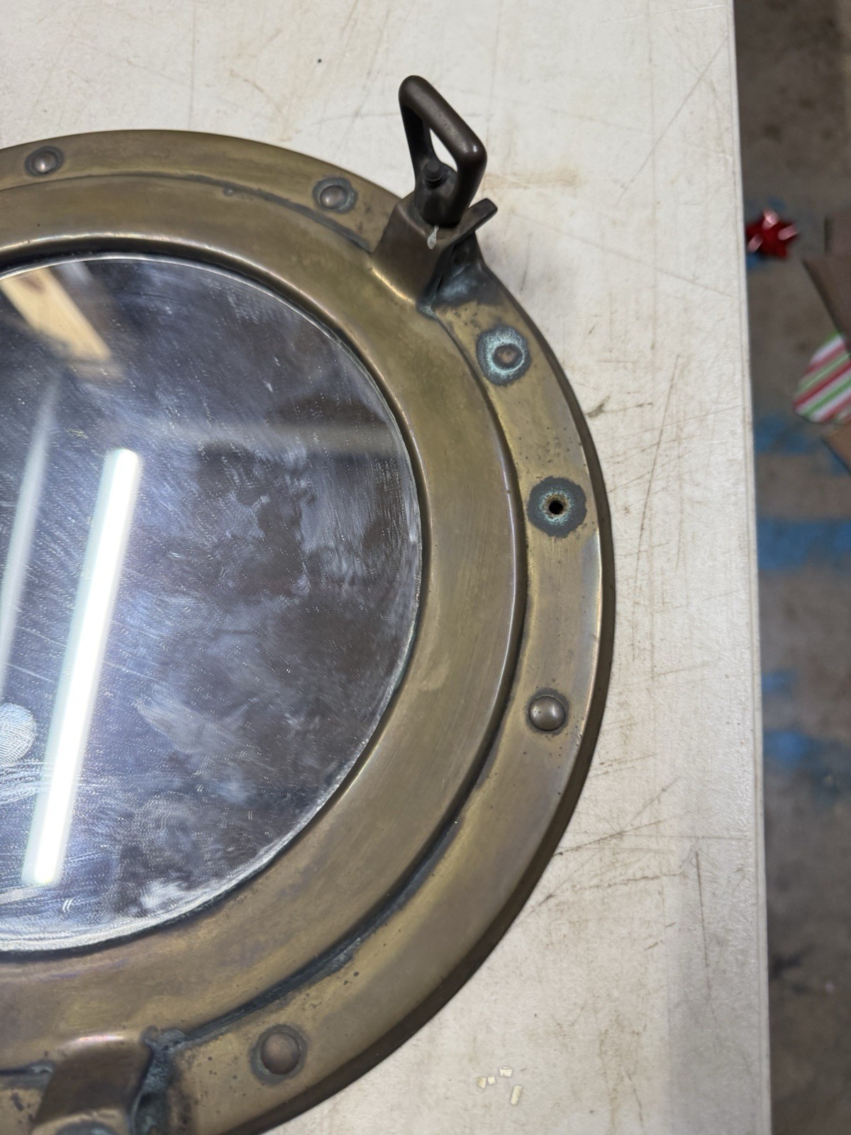 12” Brass Ship Porthole Design Window Mirror For Bathroom Decorative Decor