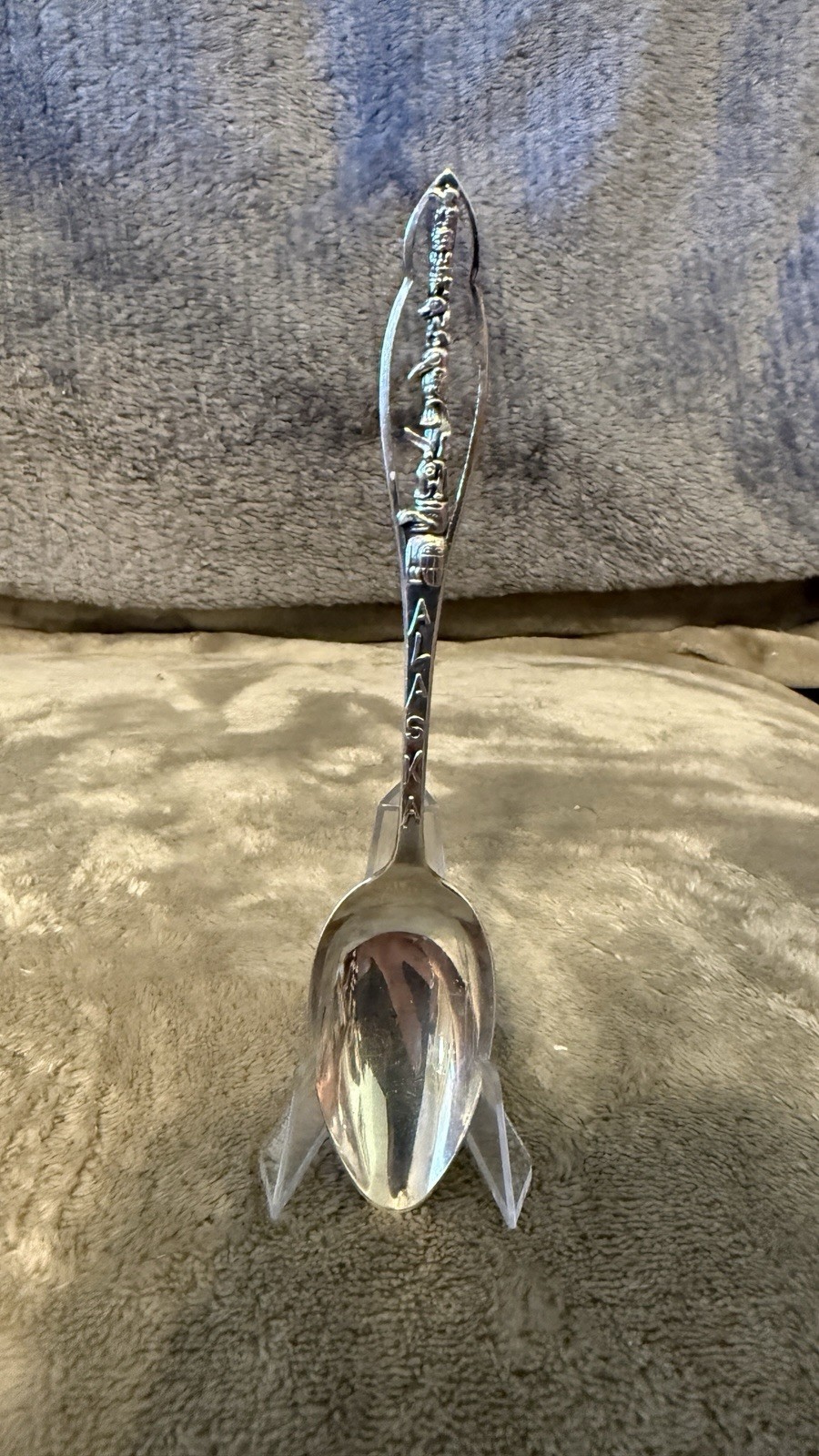 5.5” ANTIQUE NATIVE AMERICAN TOTEM POLE ALASKA STERLING SILVER COLLECTOR SPOON