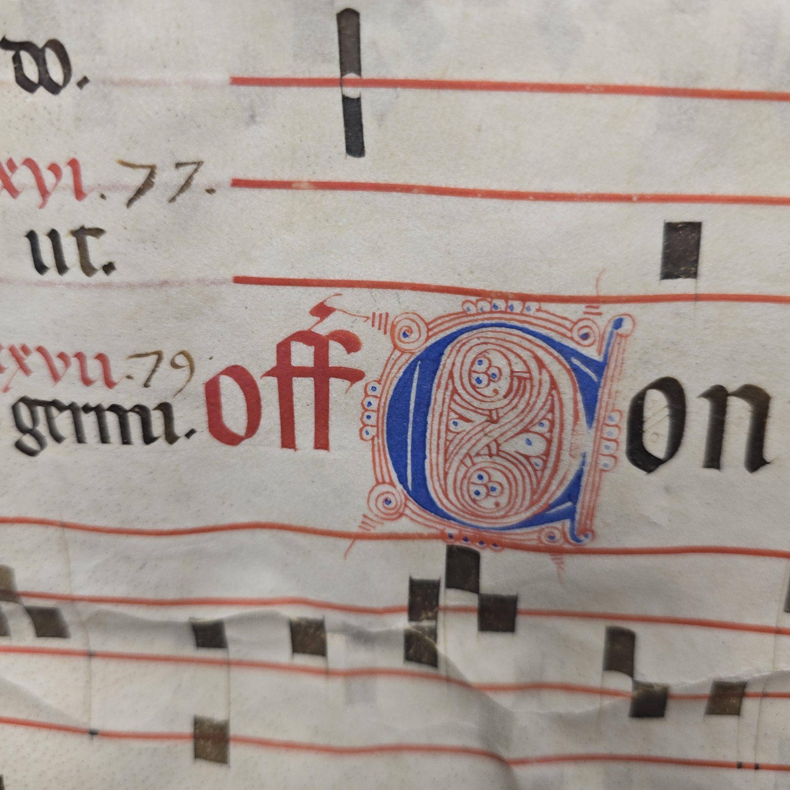 Large Illuminated Antiphonal Page Vellum 18 1/4″ x 12 1/2″