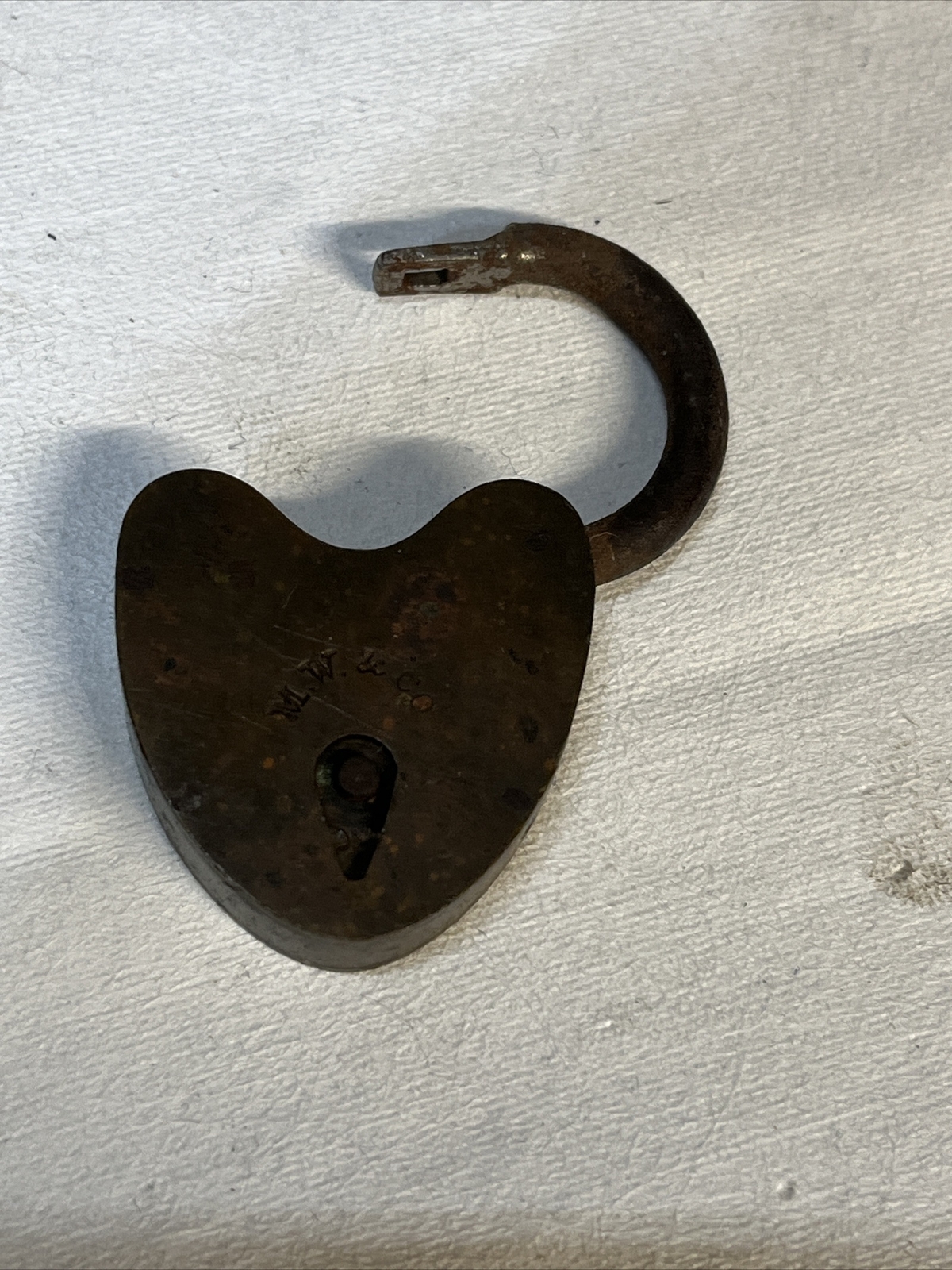 ORIGINAL Solid Brass MALLORY & WHEELER Co Small Luggage LOCK M.W. & Co NO KEY