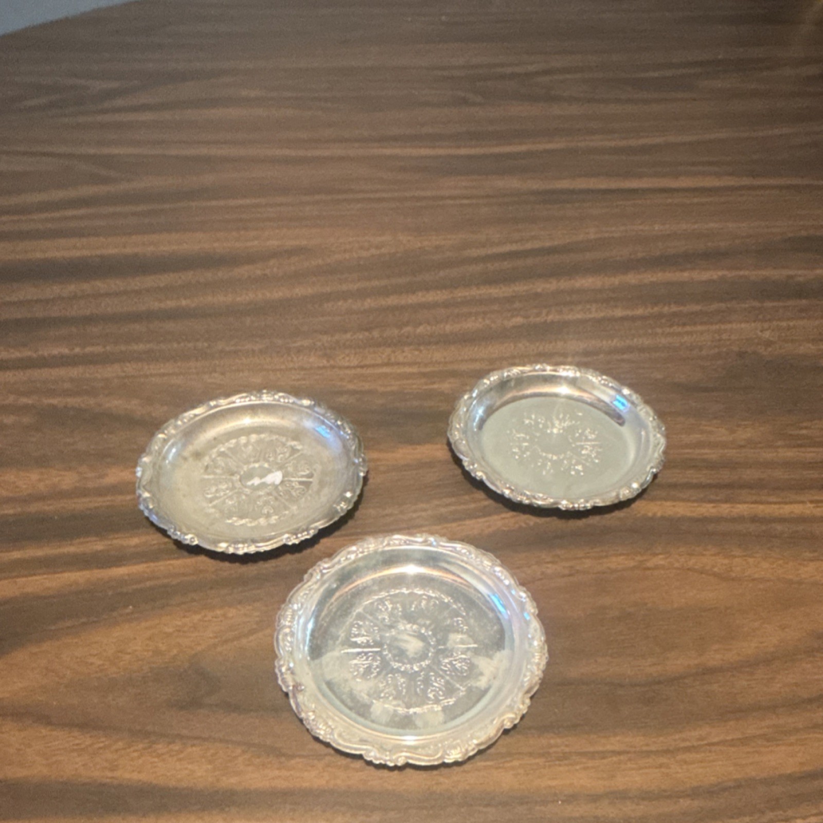 1847 Rogers Bros Silverplate Coasters and Dishes Set of 3 Collectible Tableware