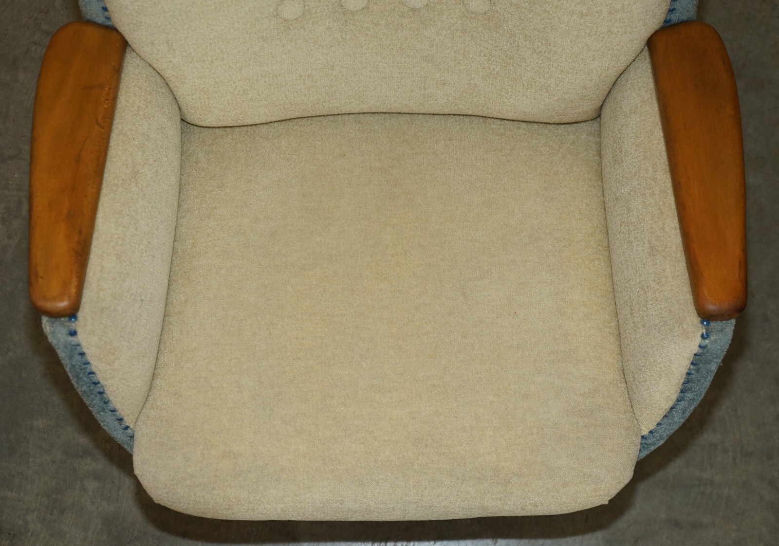 PAIR OF VINTAGE FRENCH CIRCA 1960’S CLUB TUB ARMCHAIRS WITH WALNUT & BEECH FRAME