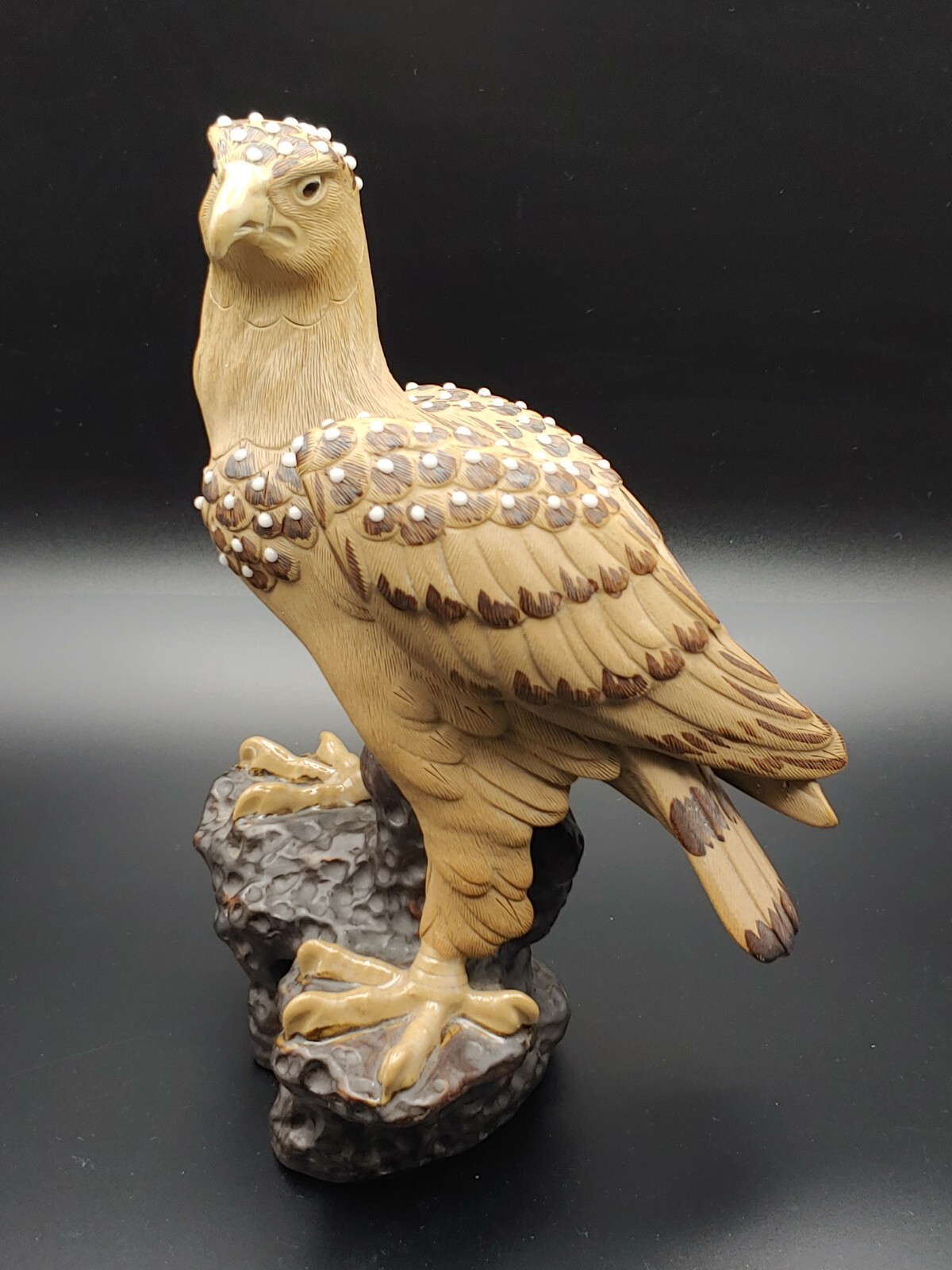 紫砂珍珠釉雕塑雄鹰 Vintage Chinese Yixing Purple Clay Zisha Sculpture Eagle Glazed Statue