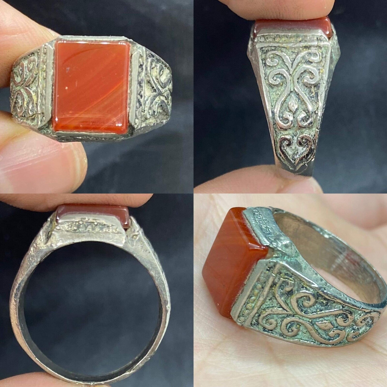 Roman Wonderful old agate stone Brass Rare Wonderful Ring