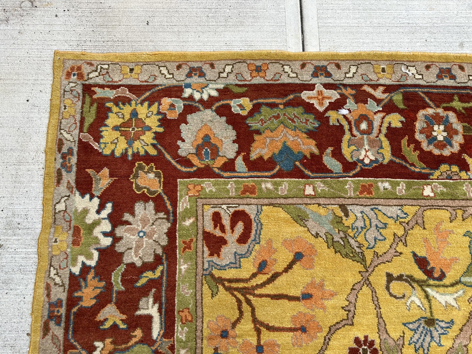 C 1910s ANTIQUE FINE DECORATIVE INDIAN AGRA RUG 8×10.3 MINT_GOLD FIELD_ROOM SIZE