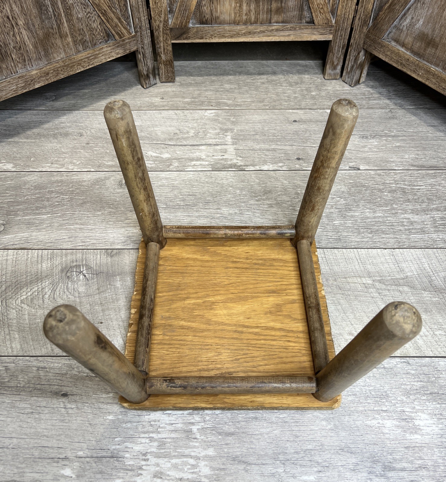 Vintage Milk Stool / Plant Stand Farmhouse Country Primitive Rustic Cottagecore