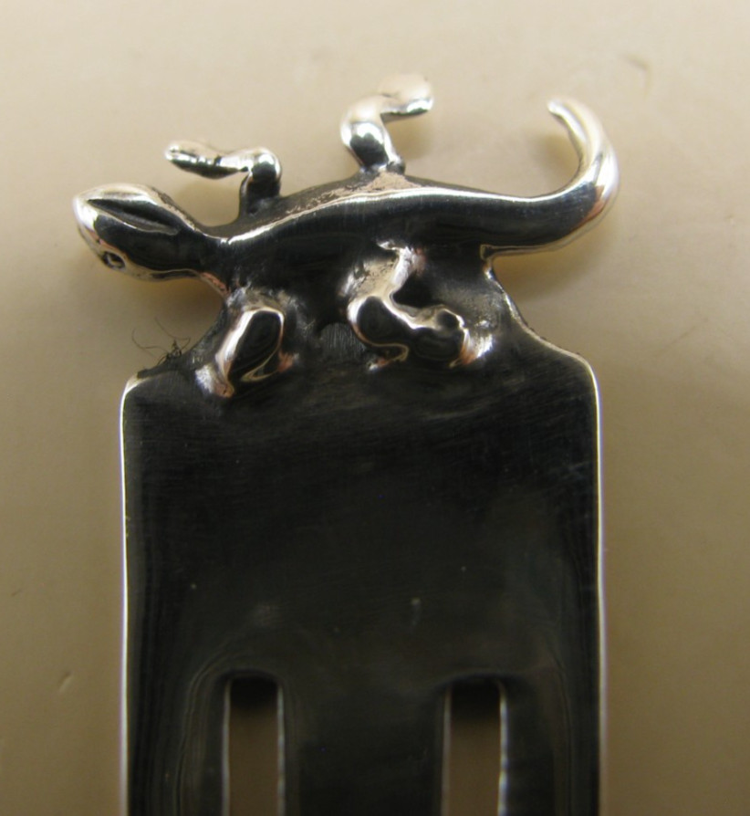 Fabulous Solid Silver 925 Bookmark With A Lizard / Gecko Topper – Reptile