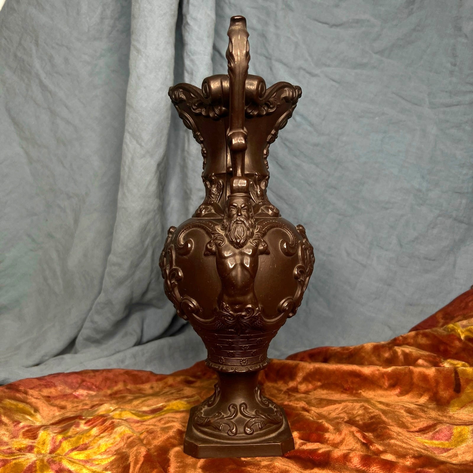 Antique Ferdinand Gerbing Witwe FGW Terracotta Vase 19th Century German Pottery