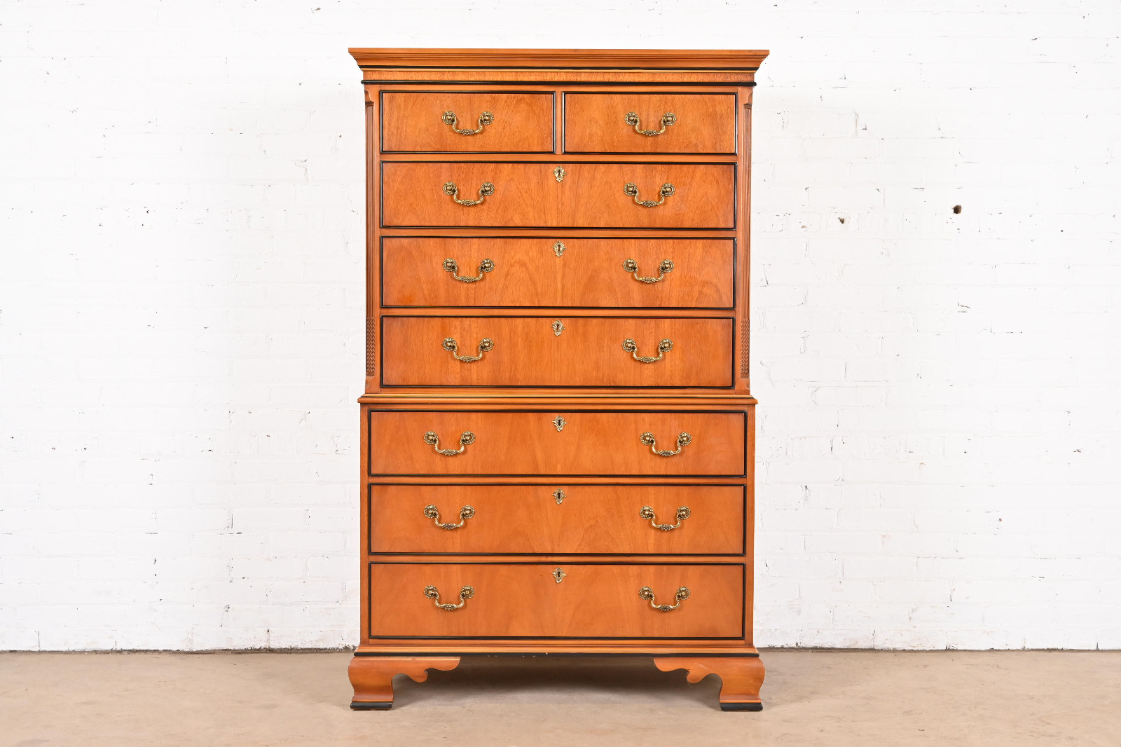 Drexel Chippendale Mahogany Highboy Dresser or Chest of Drawers