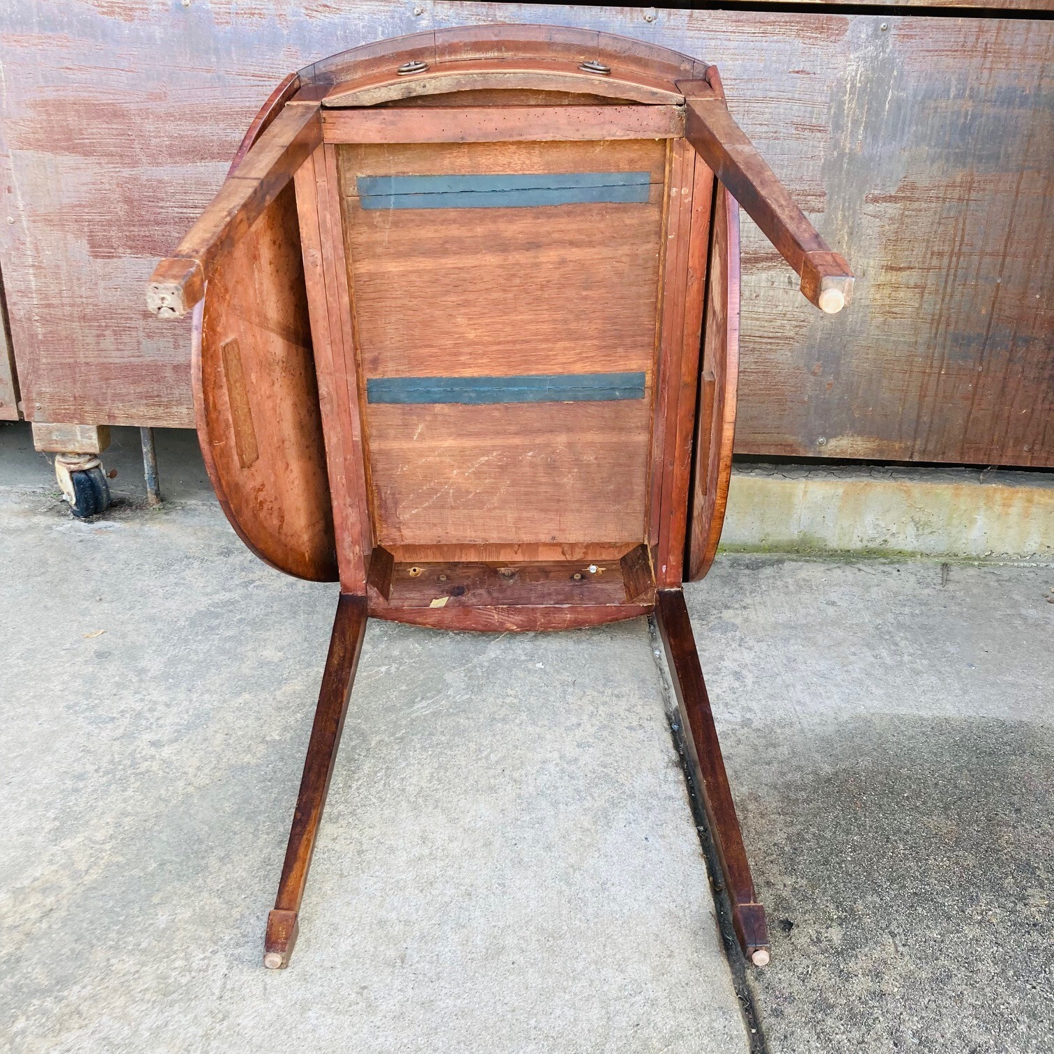 Antique New England Drop Leaf Table, Walnut Satinwood Brass Pembroke Table