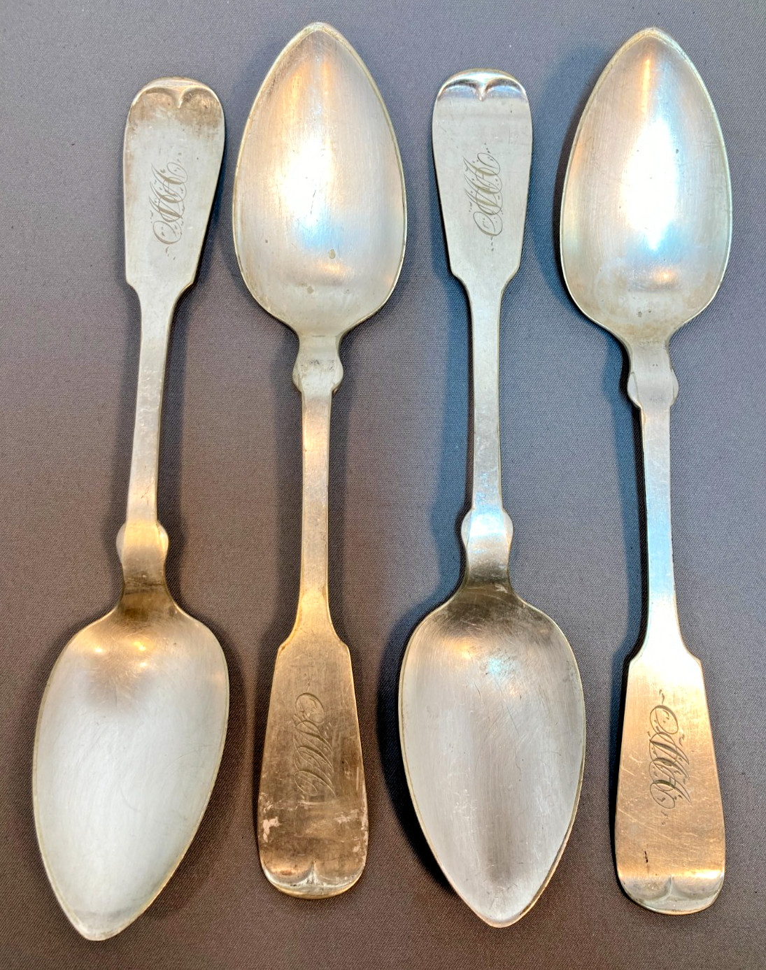 4 Antique Philadelphia Spoons John O. Mead & Sons silverplate