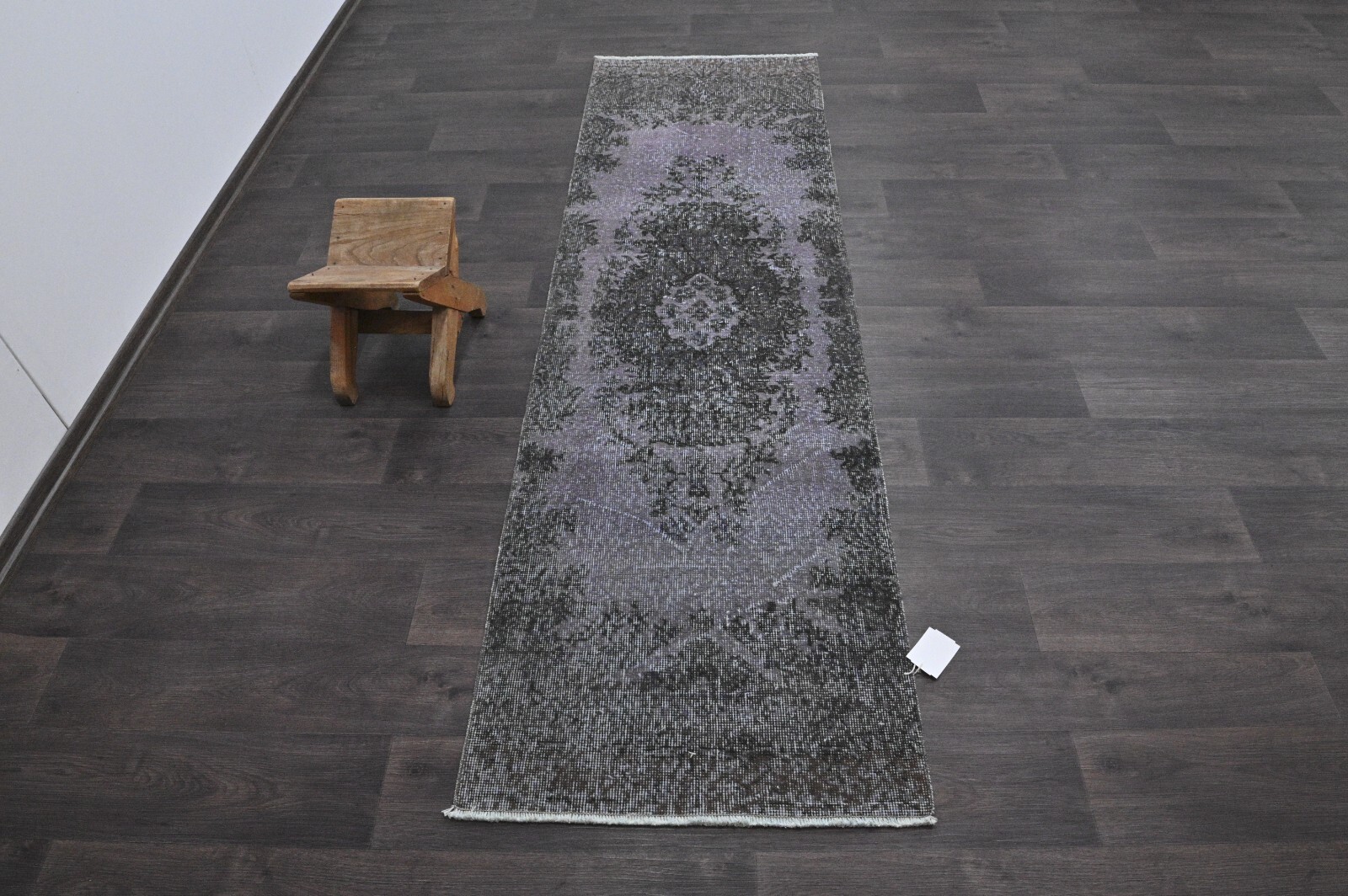 Vintage Turkish Runner Rug 2x7ft Wool Anatolian Handmade Hallway Oushak PURPLE