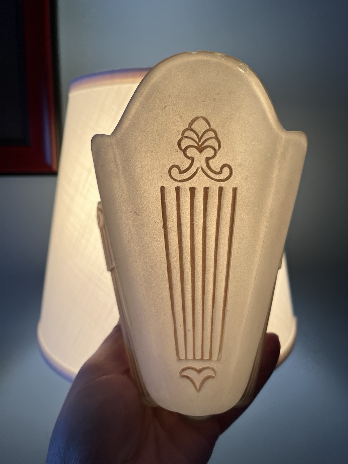 Antique Art Deco Frosted Glass Slip Shade For Wall Sconce / Chandelier
