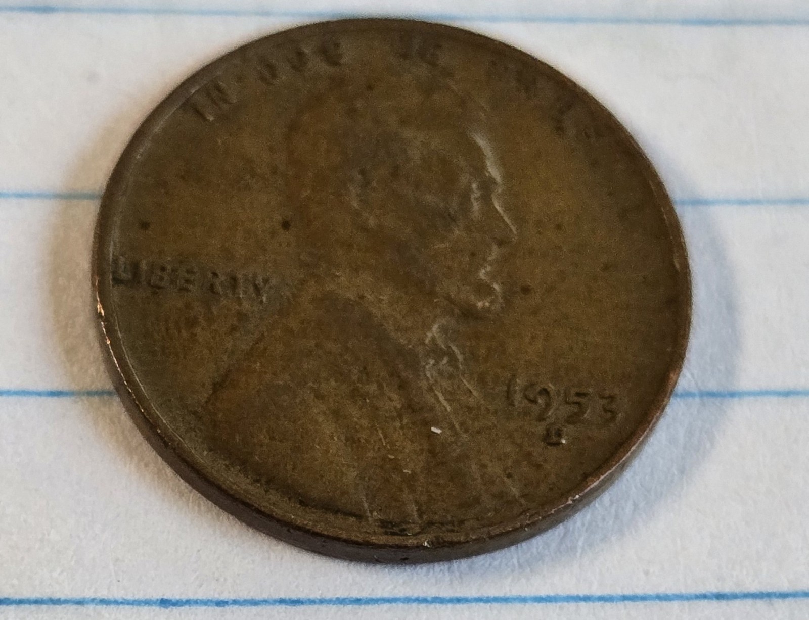 1953-D Lincoln Wheat Penny – Denver Mint – VF Brown Copper – RARE MINT ERROR
