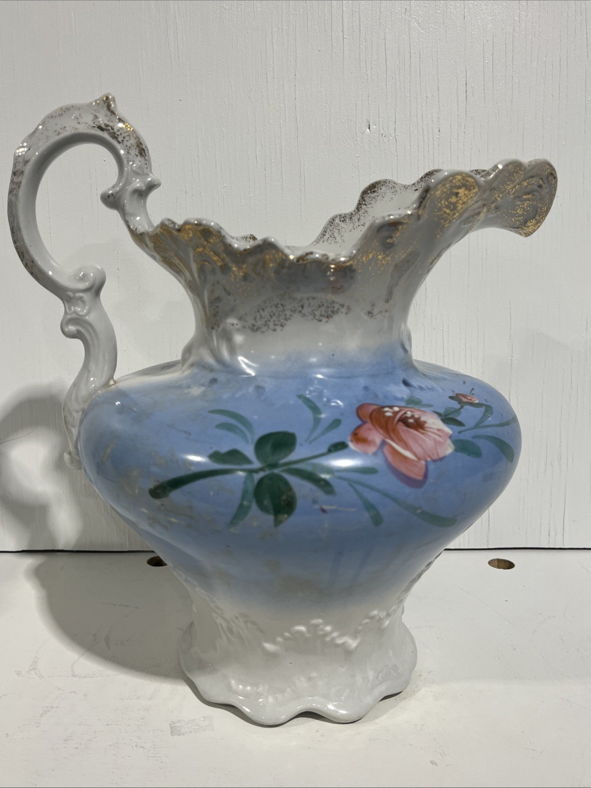 Etruria Mellon Pitcher Fancy Gold Antique Roses VERY OLD!