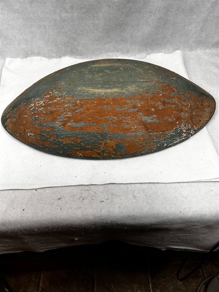 antique wooden bowl carved oval trencher 23×13.5×4.45 green paint 1800 original