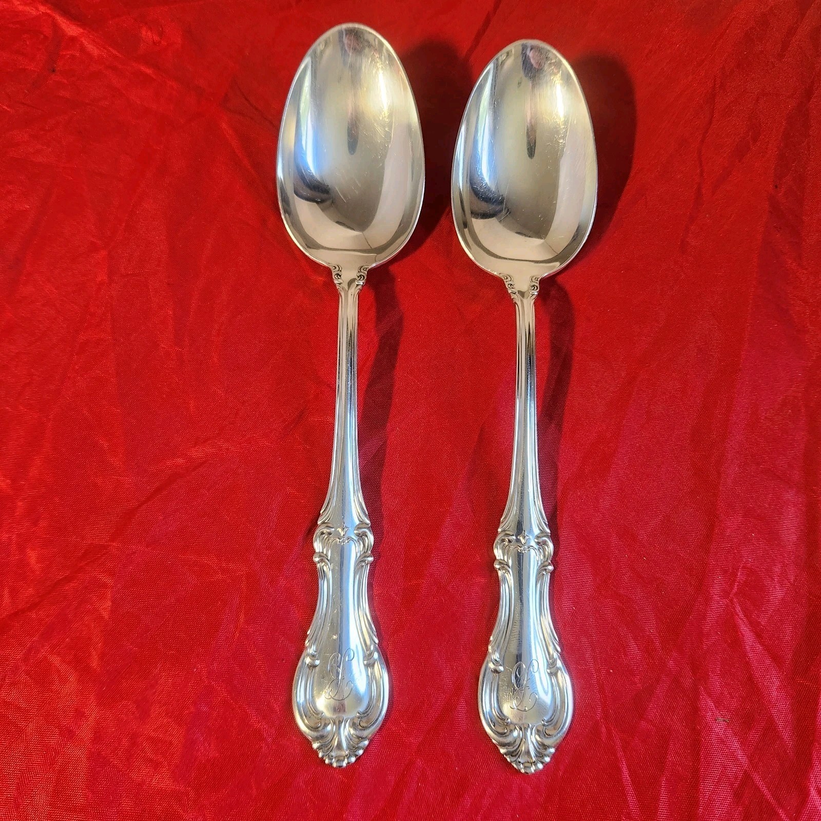 2 Joan of Arc International Sterling Silver Serving Spoons