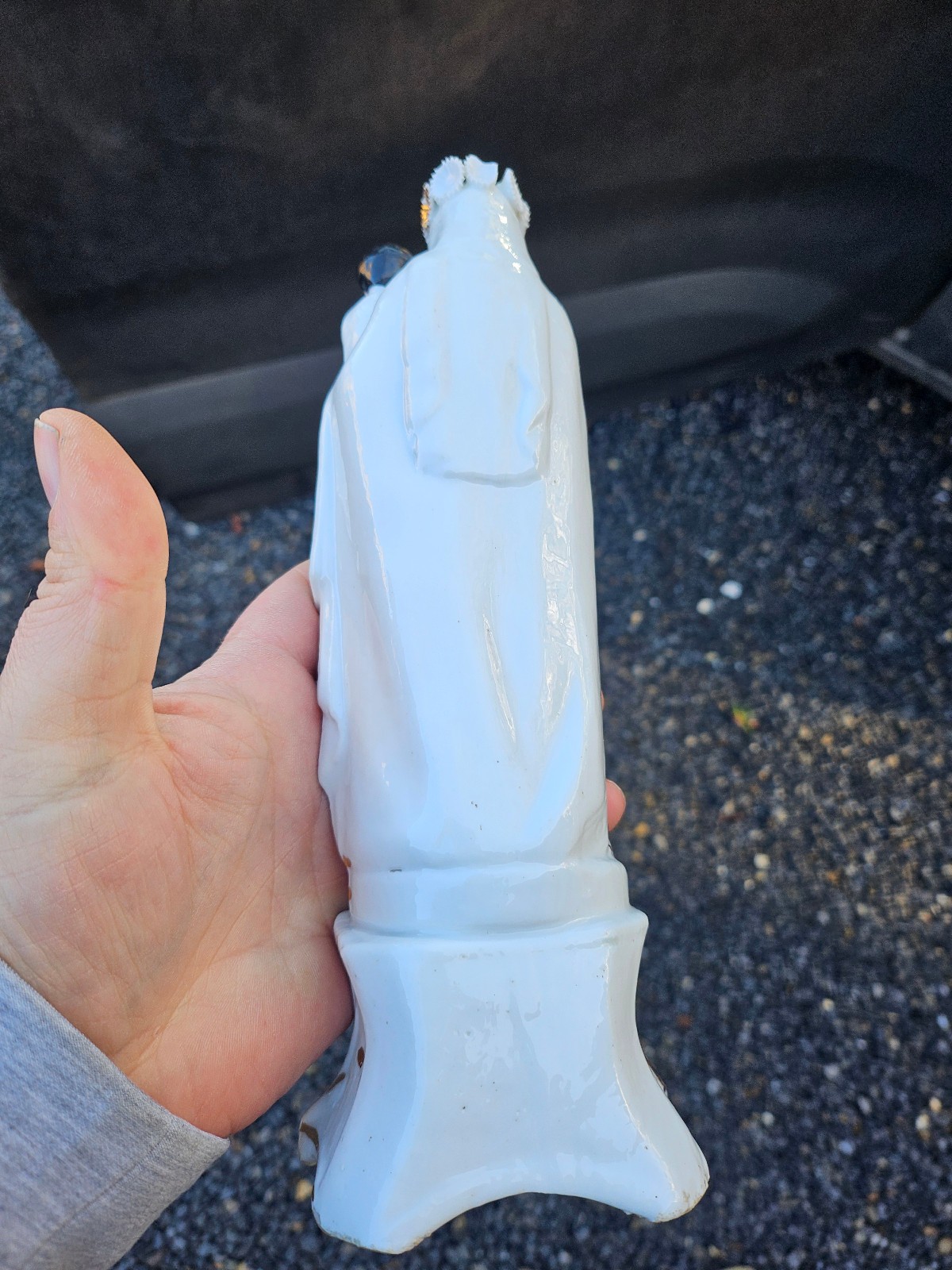 Antique french vieux paris porcelain madonna statue figurine