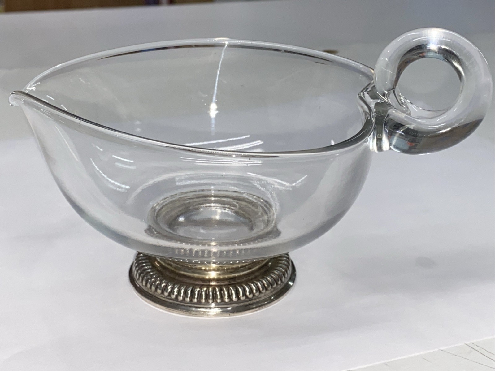 Vintage Frank M Whiting & Co Glass & Sterling Base Creamer Sauce Gravy Boat