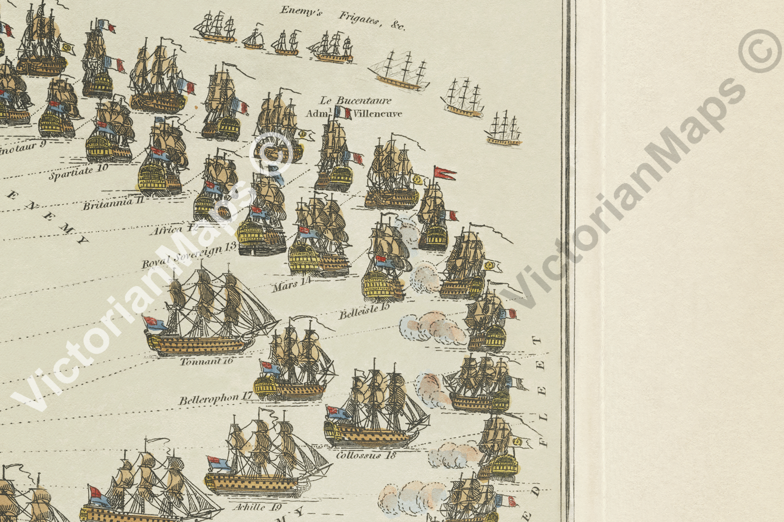 map broadside print Fairburn’s plan of Trafalgar Battle, Nelson 1805 art poster
