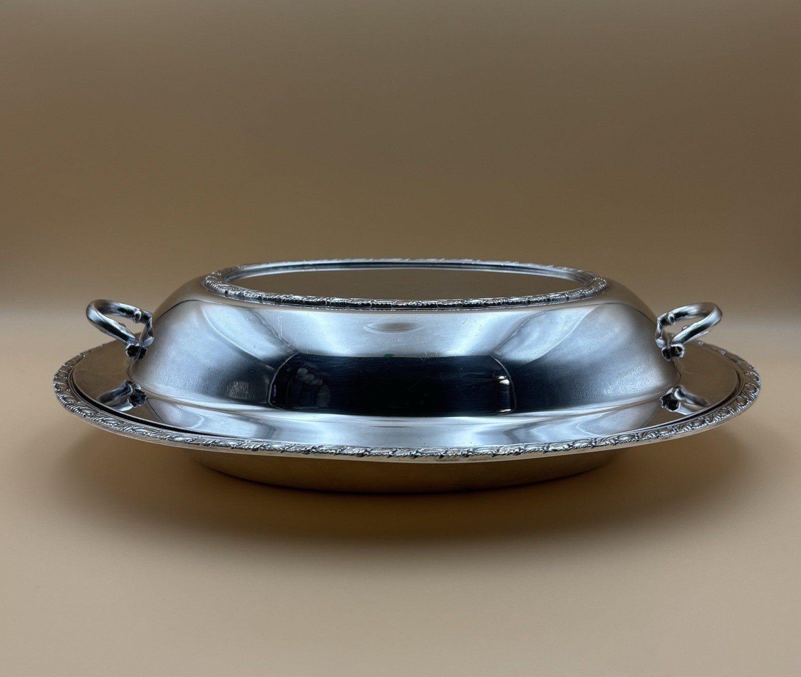 Vintage Wm Rogers 1112 Evandale Oval Covered Serving Dish Silver Plated 12×9″