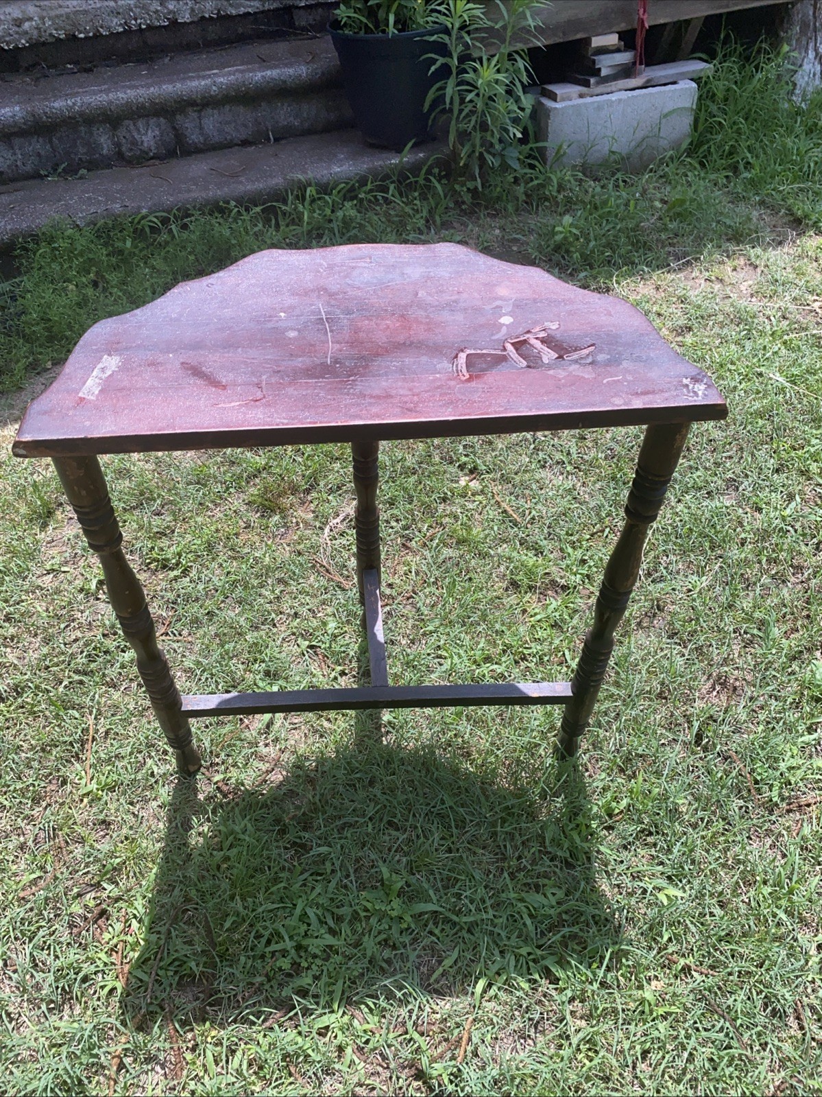 Vtg Demilune Half Moon Console Entry Table Turned Spindle Legs 23 Inches Tall