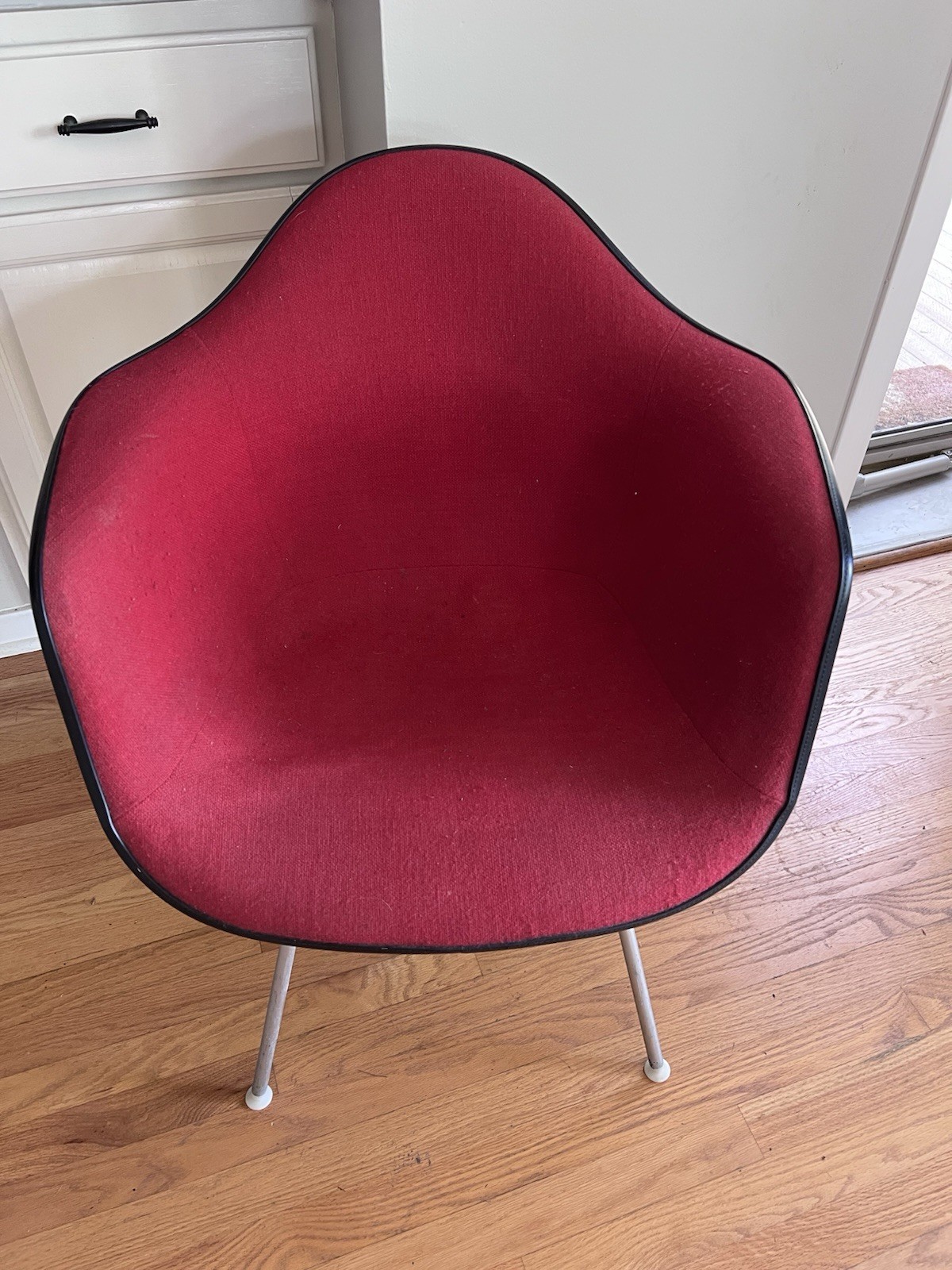 Vtg MCM Herman Miller Eames Fiberglass Arm Chair Upholstered Mid Century Modern