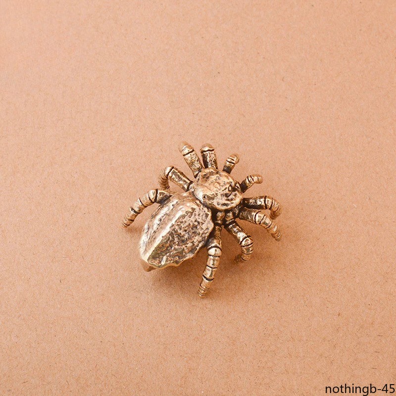 Solid Copper Spider Tarantula Figurines Miniature Creative Desktop Toy Ornament