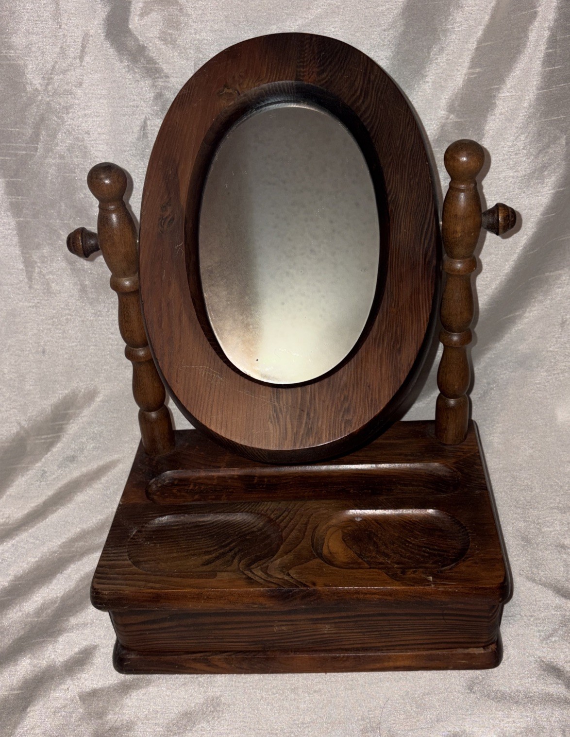 Vintage New Orleans Worldwide Shaving Dresser Stand Vanity Mirror Drawer NICE