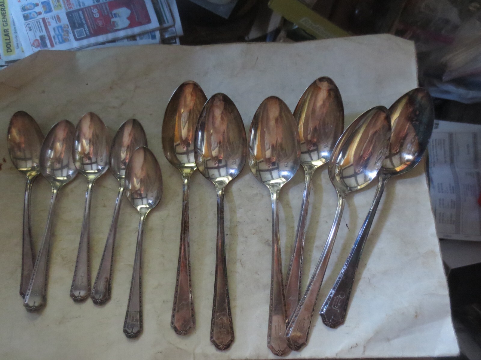 Oneida Tudor Plate ALGONQUIN/BARONET 5 Teaspoons 6 Table Serving Spoons