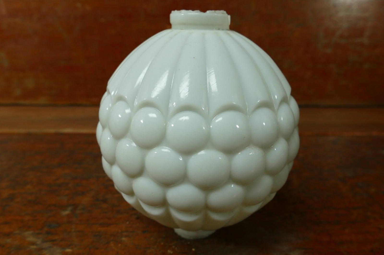 Antique Vintage White Milk Glass Ribbed Grapes Lightning Rod Ball Weathervane