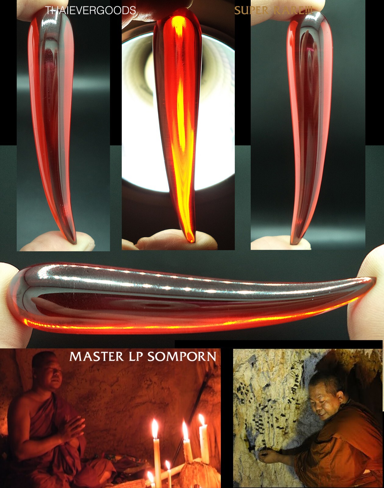 SUMMON RED LEKLAI NAGA GEM KOTIPEE SPECIAL SIZE LP SOMPORN THAI AMULET 91 MM