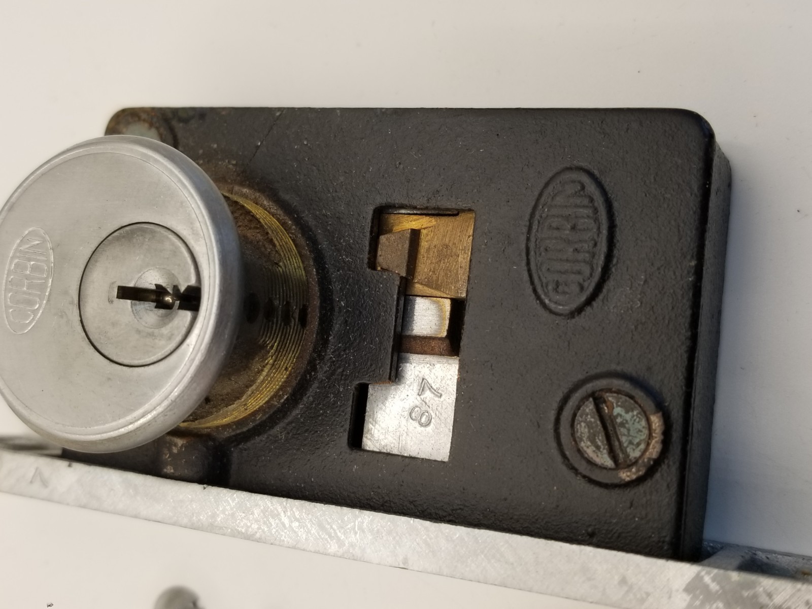 Corbin Narrow Backset Mortise Lock New Old Stock brushed stainless commercial